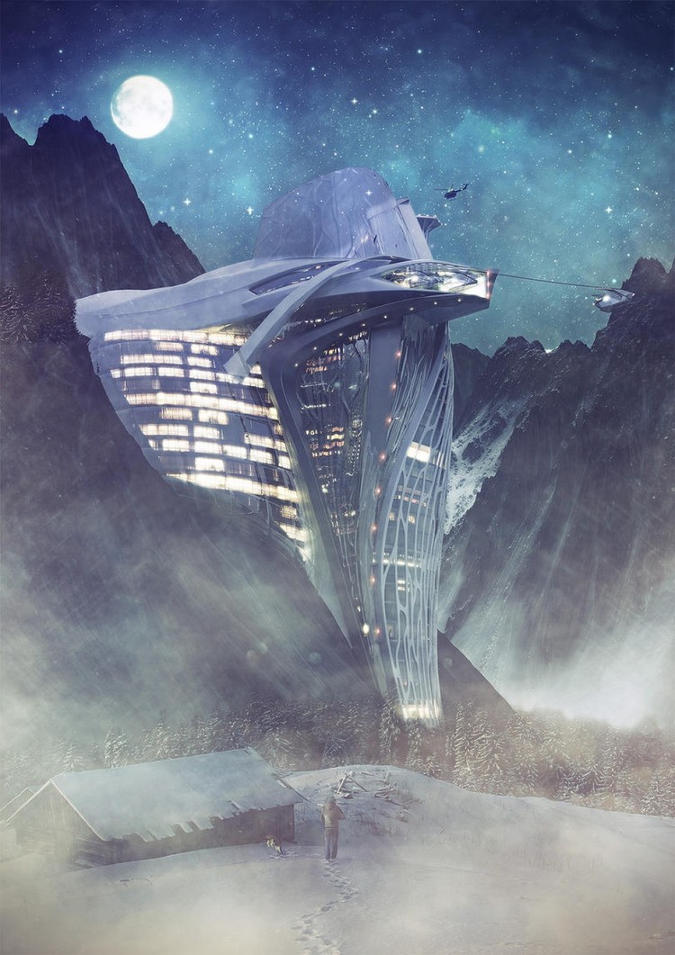 Um projeto fantástico de hotel nos Alpes