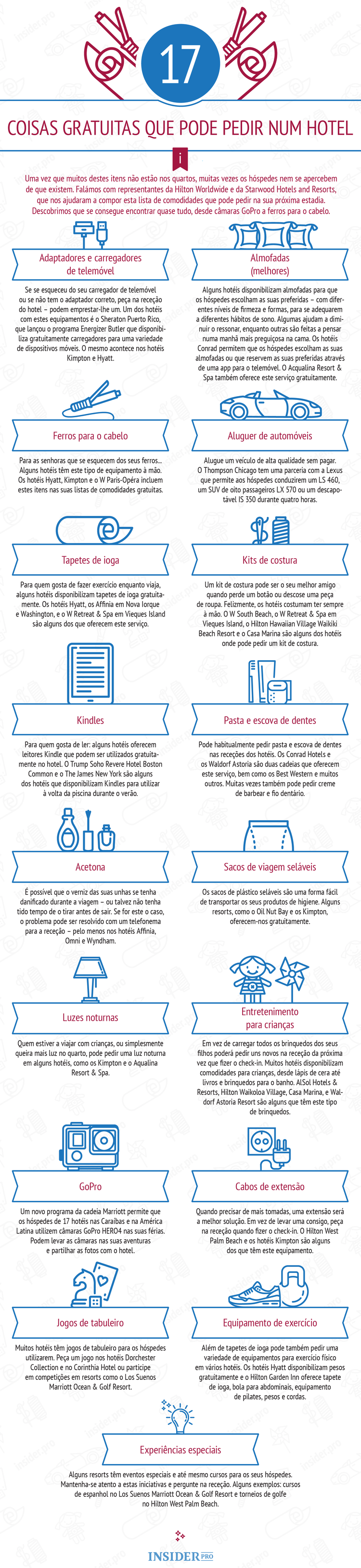 17 coisas gratuitas que pode pedir num hotel