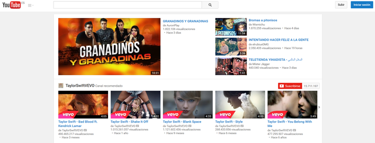 La primera versión de Google, Facebook y YouTube 