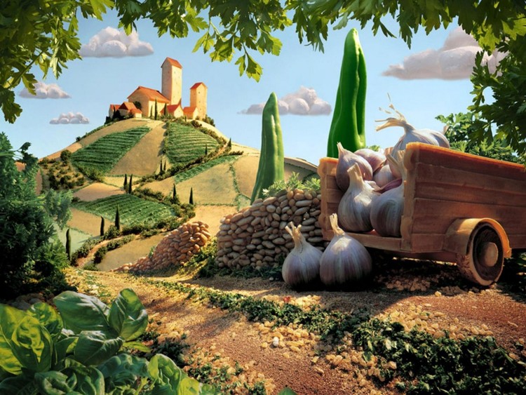 Paisagens fantásticas feitas de comida
