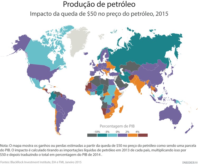 O impacto da queda do petróleo em todos os países do mundo
