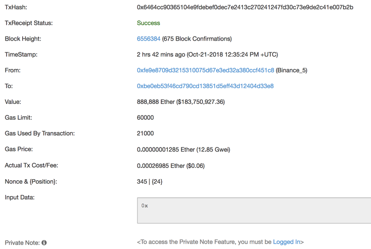 Binance Moves 1M ETH