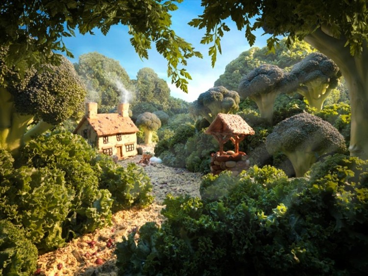 Paisagens fantásticas feitas de comida