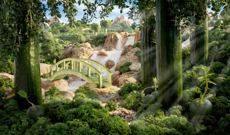 Paisagens fantásticas feitas de comida