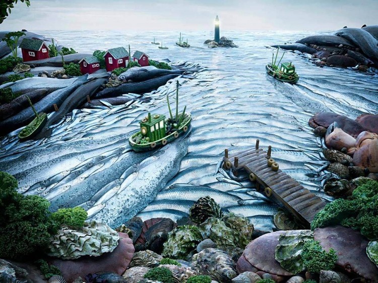 Paisagens fantásticas feitas de comida