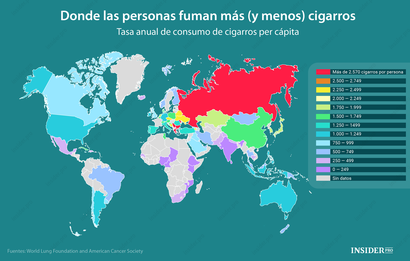 Infografía Donde se fuma más (y menos) en el mundo Infografía