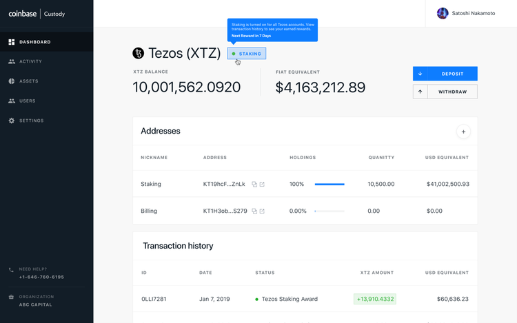 Coinbase Custody Plans to Attract Institutional Investors with Staking Support for Tezos