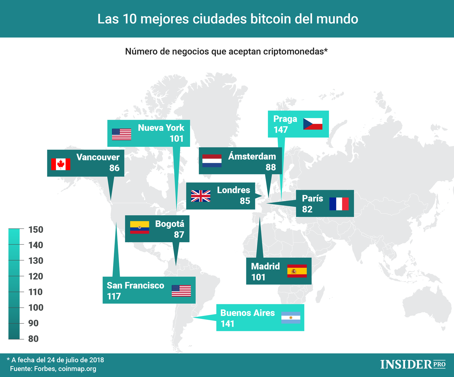 Gráfico del día: Las 10 mejores ciudades bitcoin del mundo
